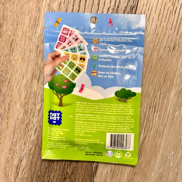 60 Pak Natpat BuzzPatch Mosquito Repellent Natural Patch Stickers for Kids - Picture 3 of 4